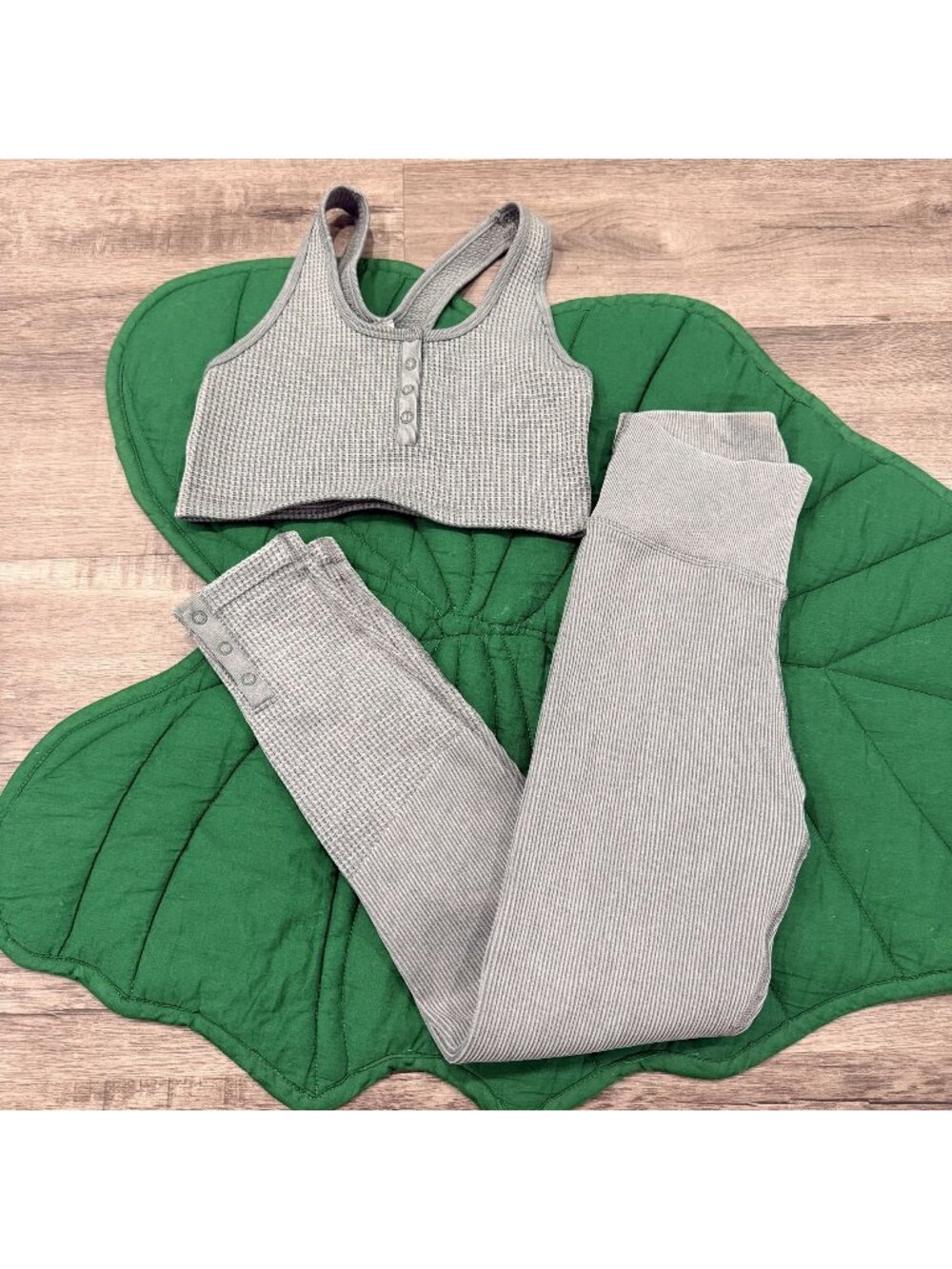 Aerie Offline Womens XS Main Squeeze Green Waffle Ribbed Set